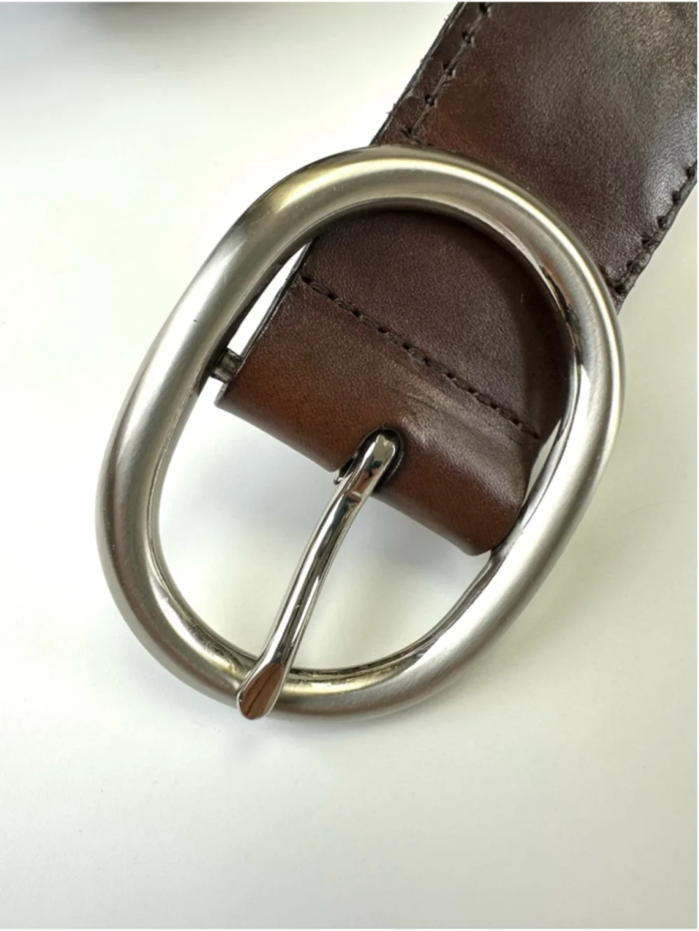 Talbots Brown Braided Leather Belt Silver Buckle Woven Small Medium Classic